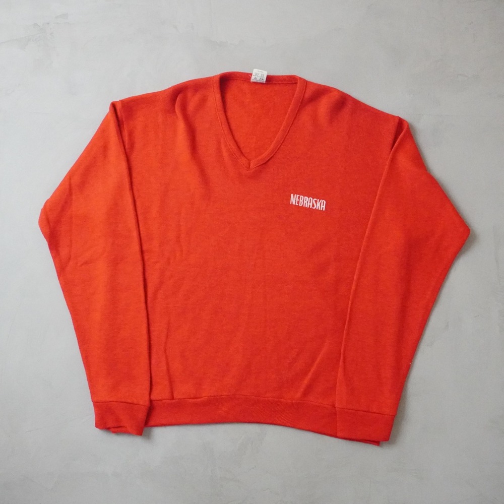 Vintage Artex Nebraska Sweatshirt XL Mens 80s Red V-Neck USA Made Huskers NCAA